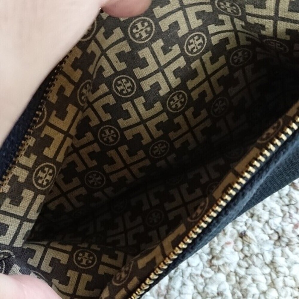 Tory Burch dark blue Canvas with leather Trim Clutch - Picture 6 of 12